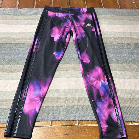adidas Black Track Jacket and Pants- Pink/Purple Floral Print- Large - Picture 5 of 11